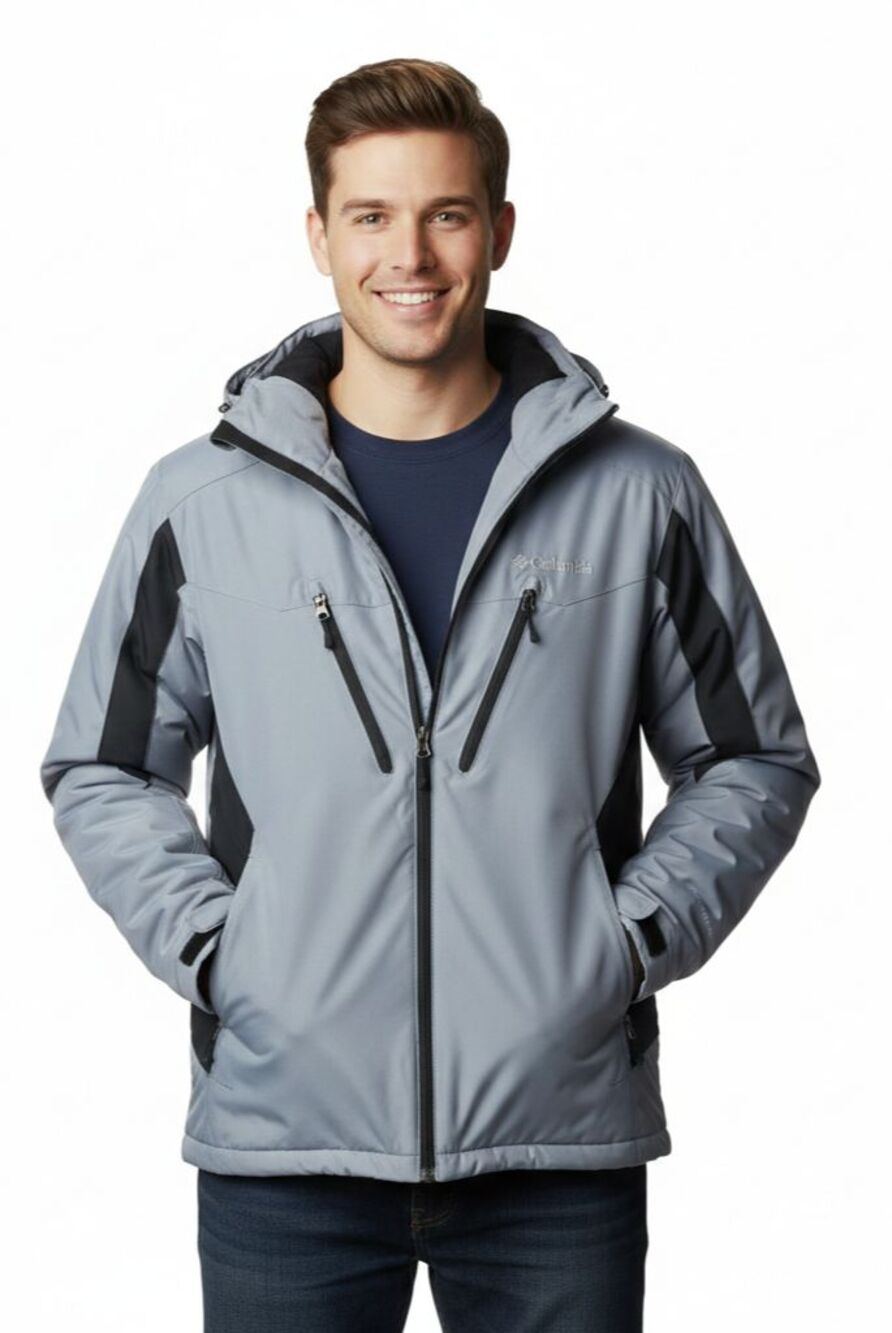 Columbia Mens Coat Gray & Black Hooded Softshell Jacket Antimony IV Winter